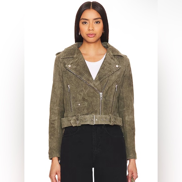 Revolve x BLANK NYC NWT SUEDE MOTO JACKET - HERB color, size small LEATHER - Picture 2 of 6